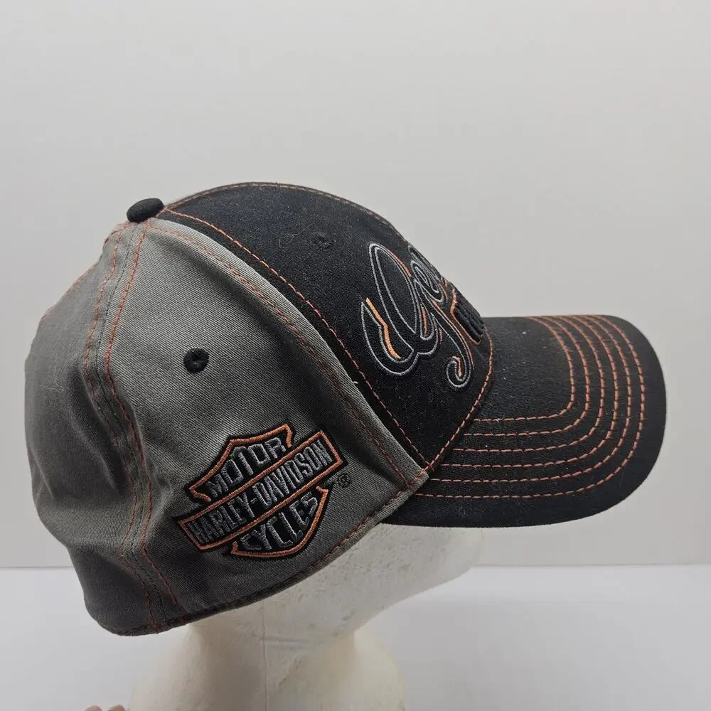 Harley-Davidson A-Flex One Size Fits Most Black/Grey/Orange Baseball Cap.